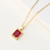 Cross-border personalized zircon gemstone crystal pendant rectangular necklace wholesale women's collarbone chain ins style niche accessories Item Picture